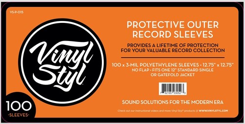 Vinyl Styl 12Inch Vinyl Outer Sleeve Polyethylene - 100 Count (Clear)