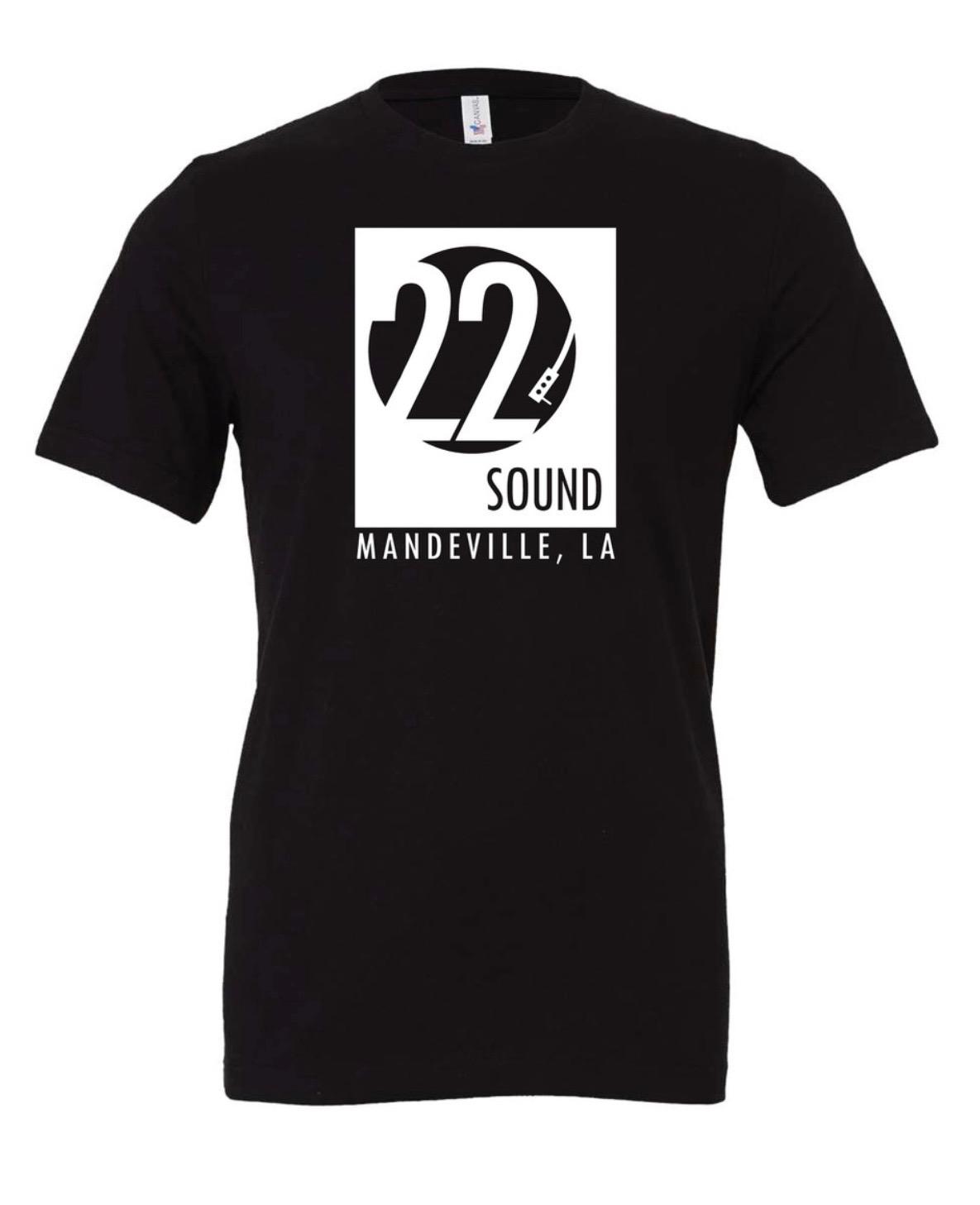 T-Shirt: Black Shirt White Logo - L